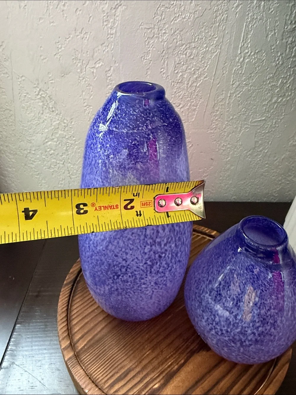 Handcrafted Purple Glass Vases - Set of 2